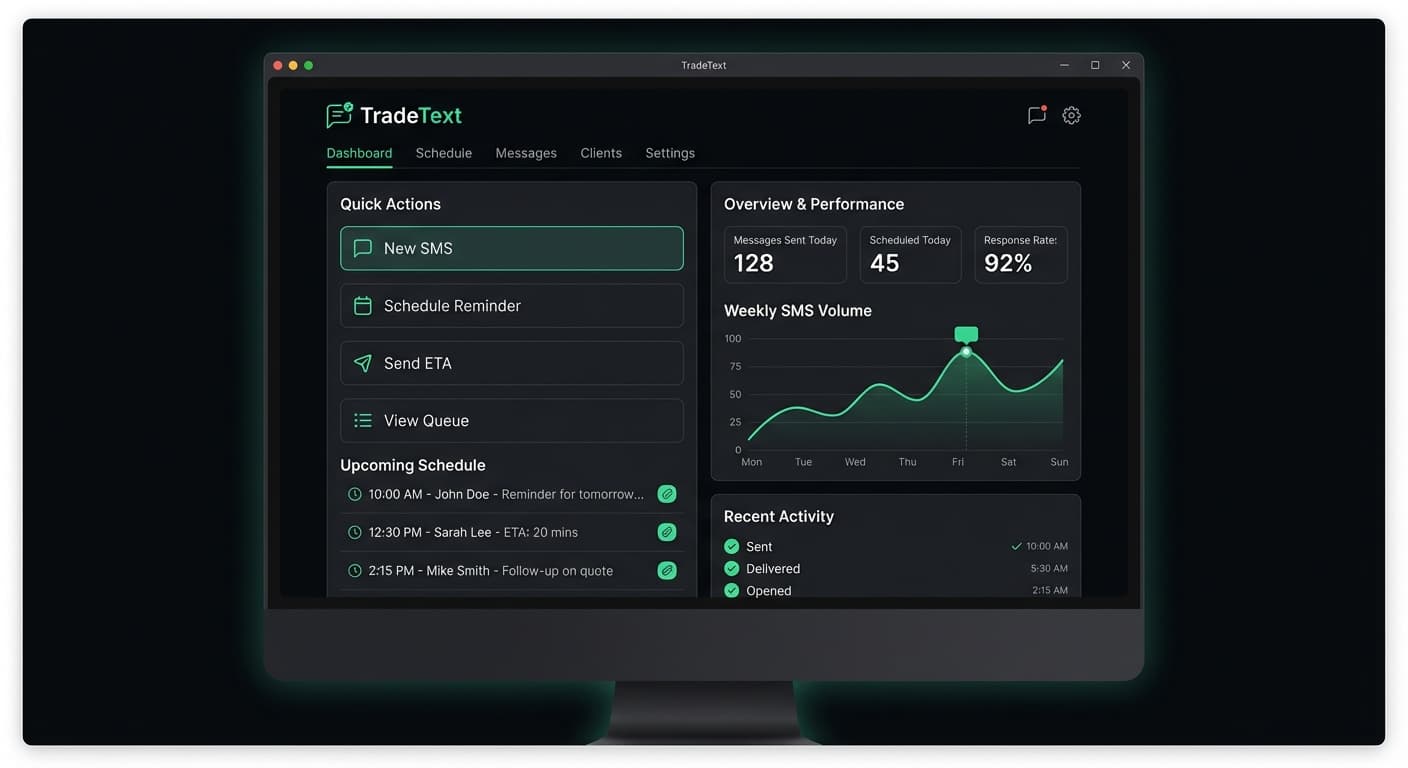 TradeText dashboard